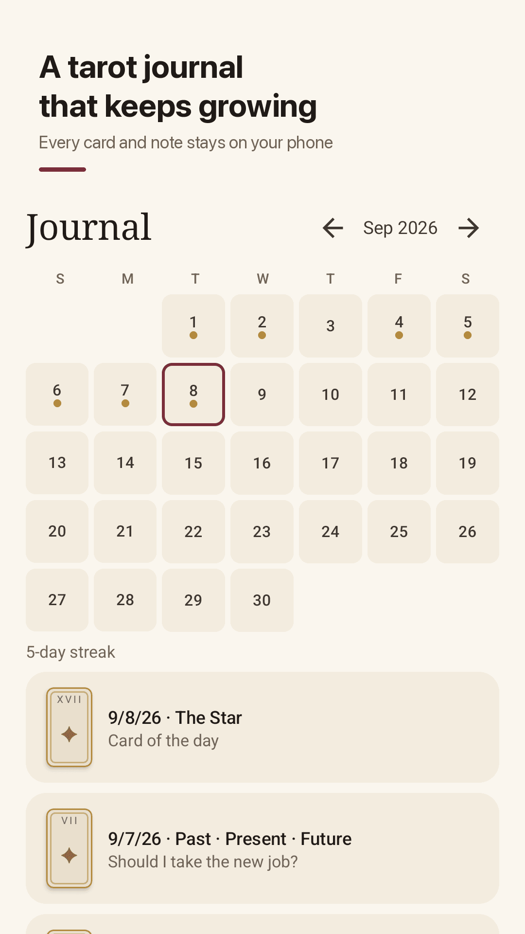 A journal that fills with gold dots