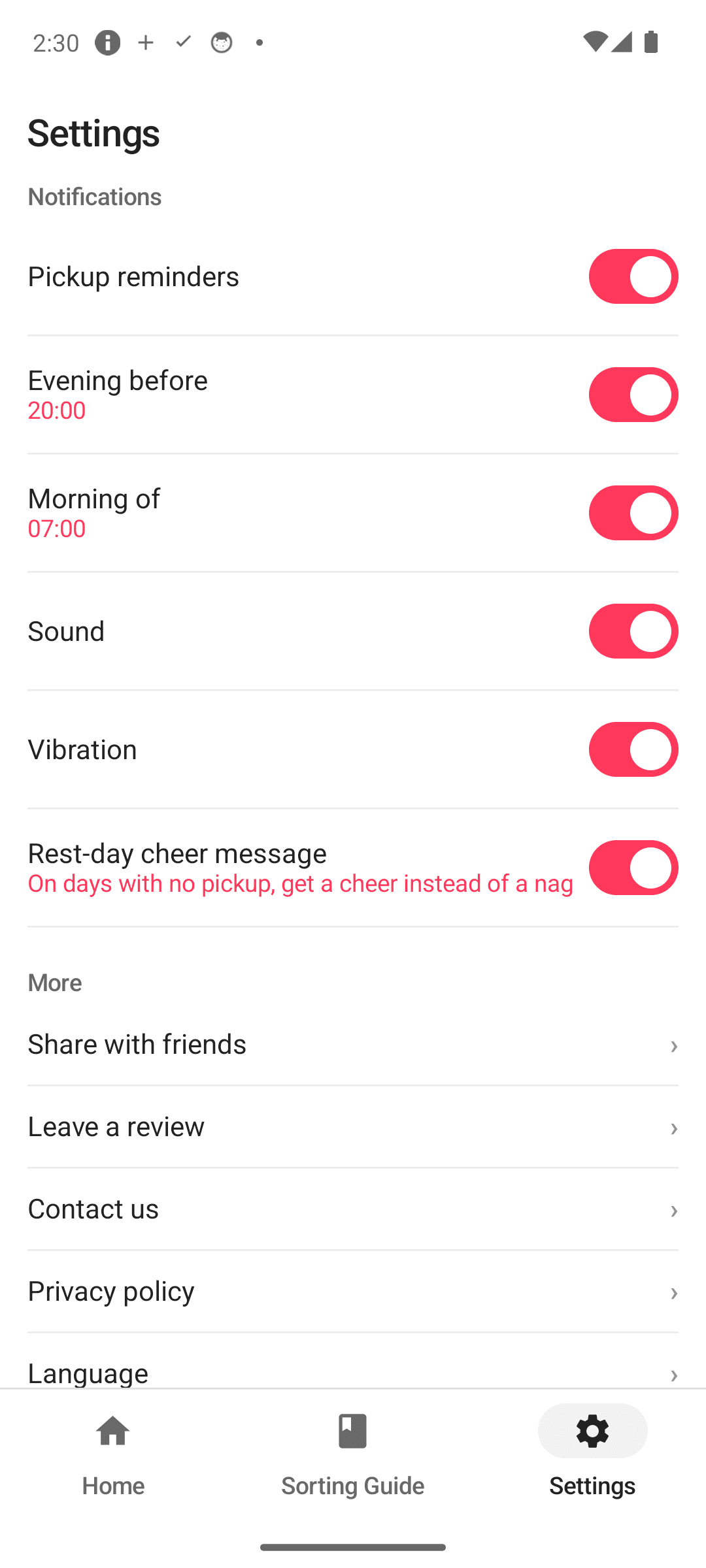 Reminder times and theme, your way