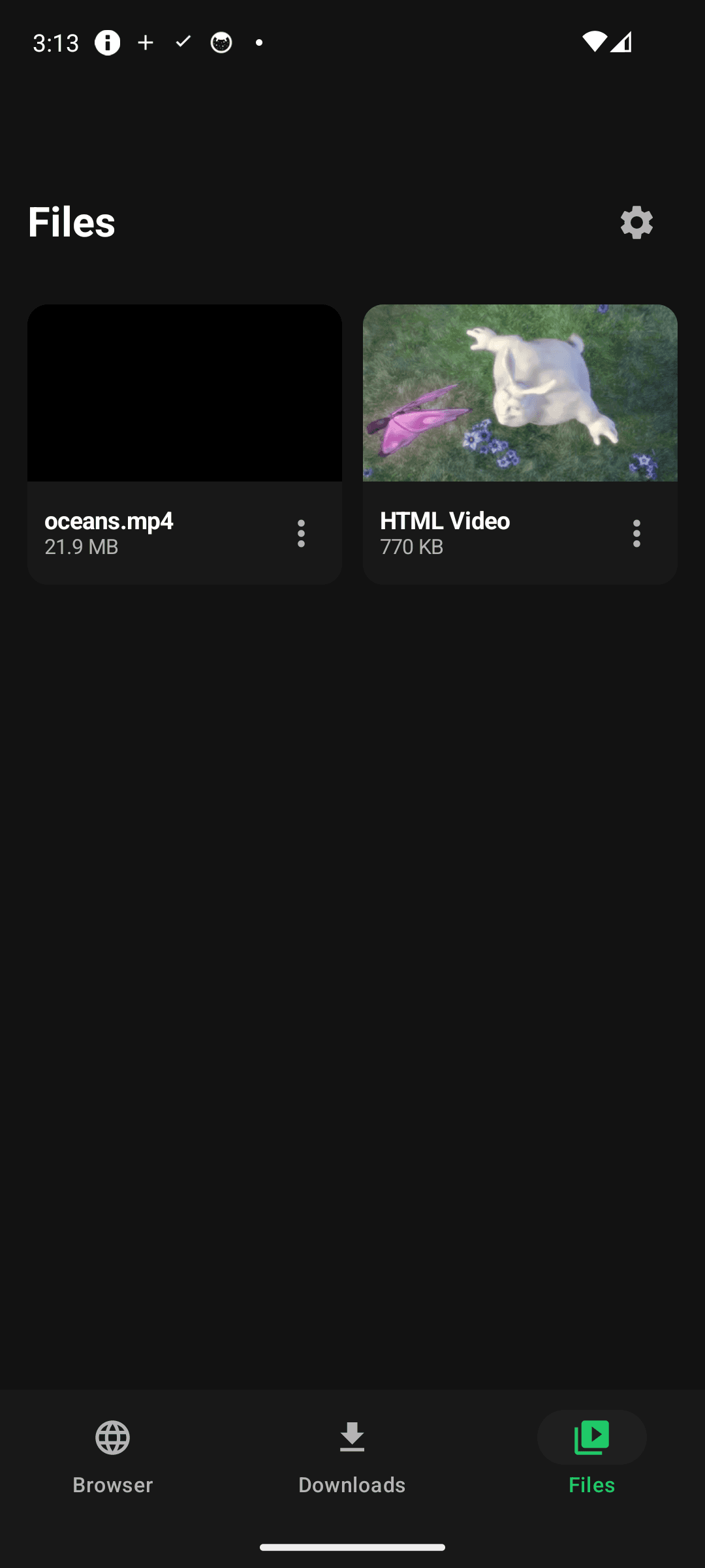 VidGet saved videos screen