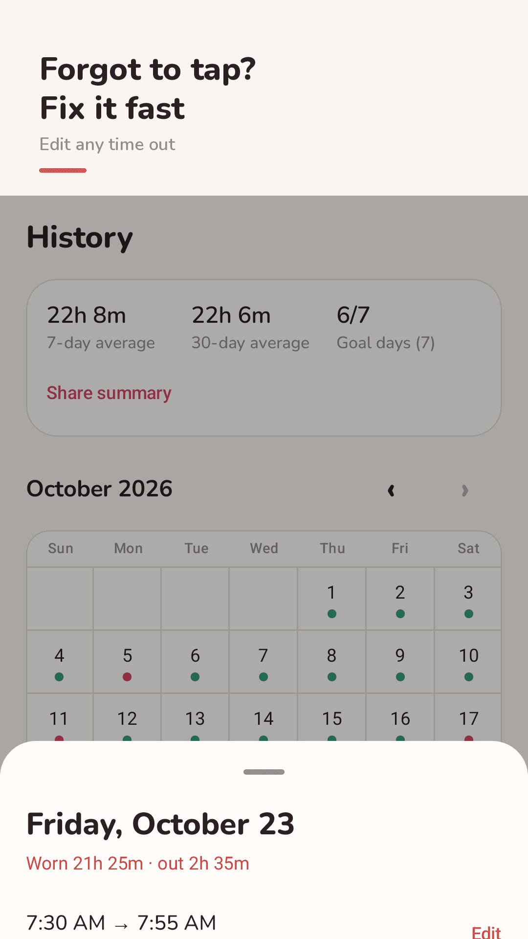 Your tray schedule at a glance