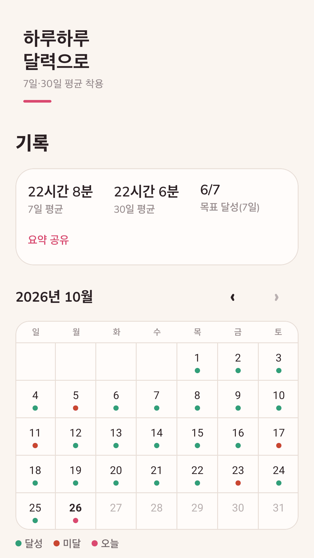 목표 달성을 달력으로