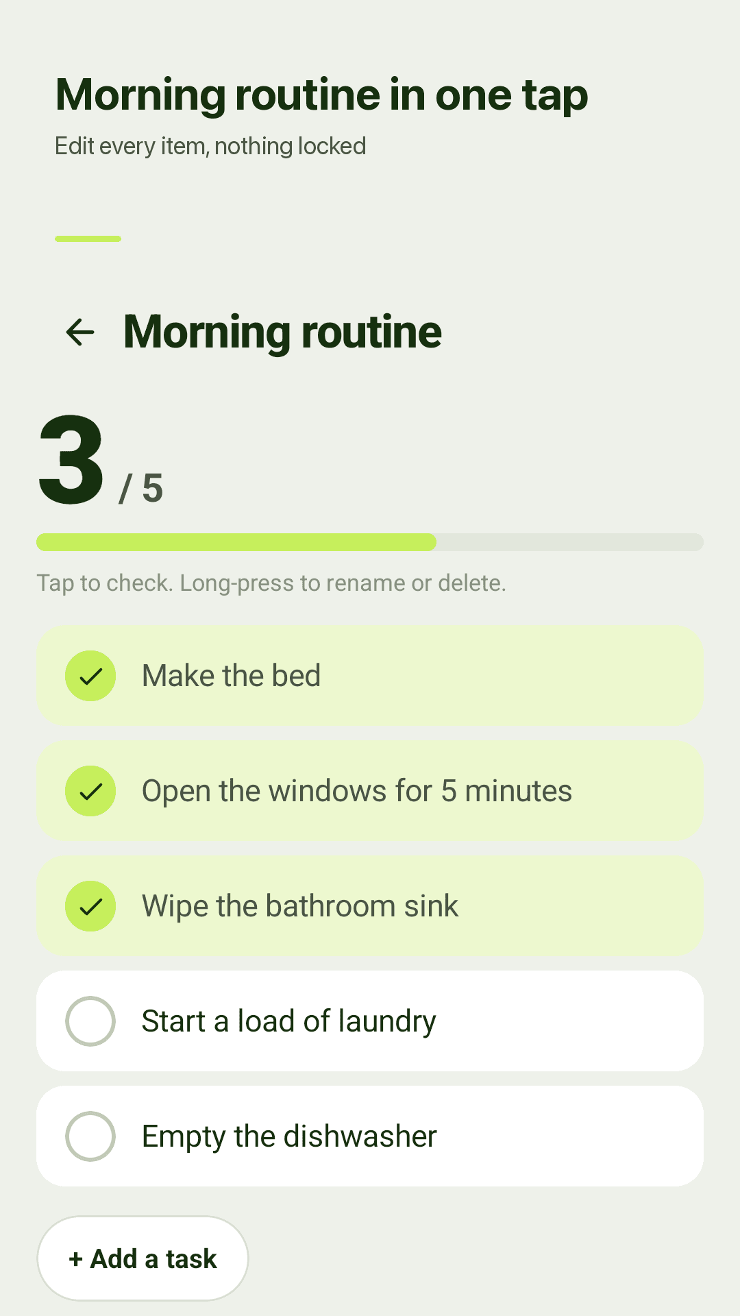 Morning routine in one tap