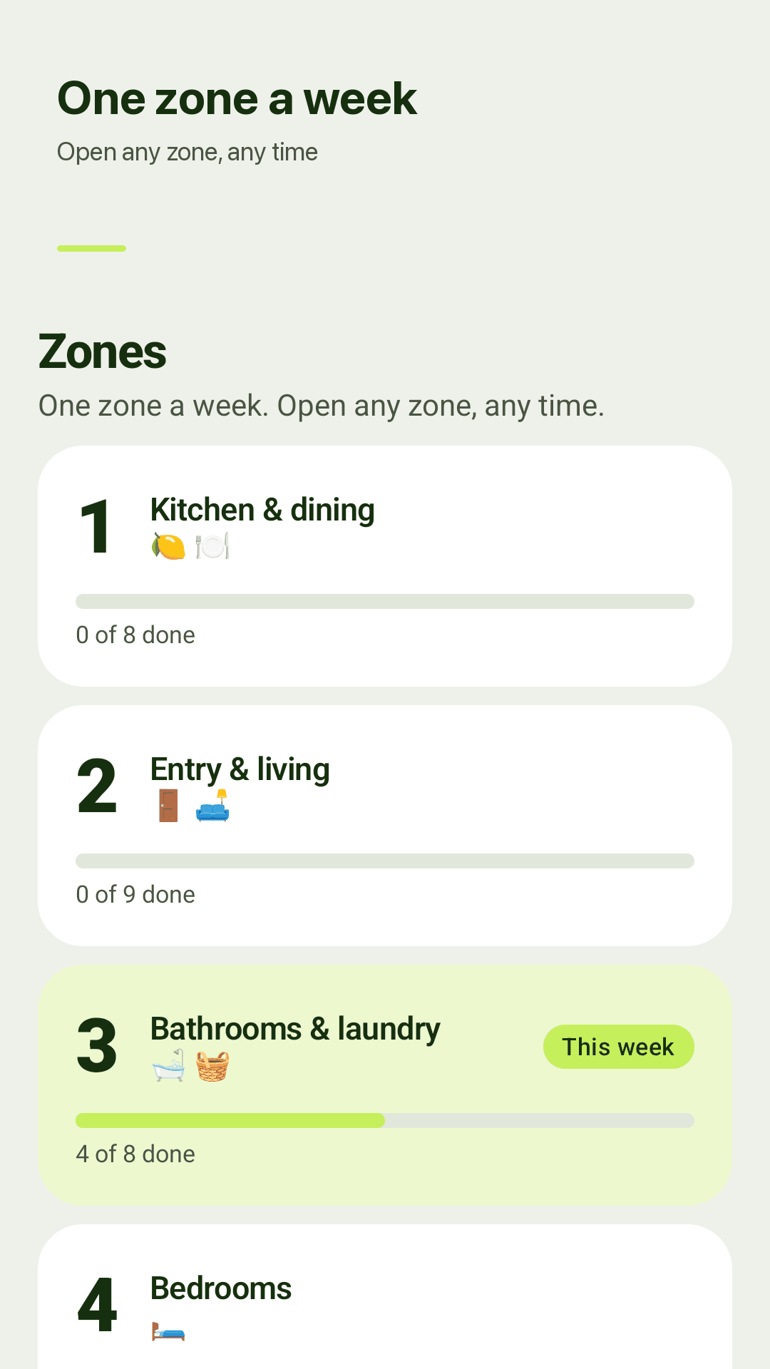 One zone a week