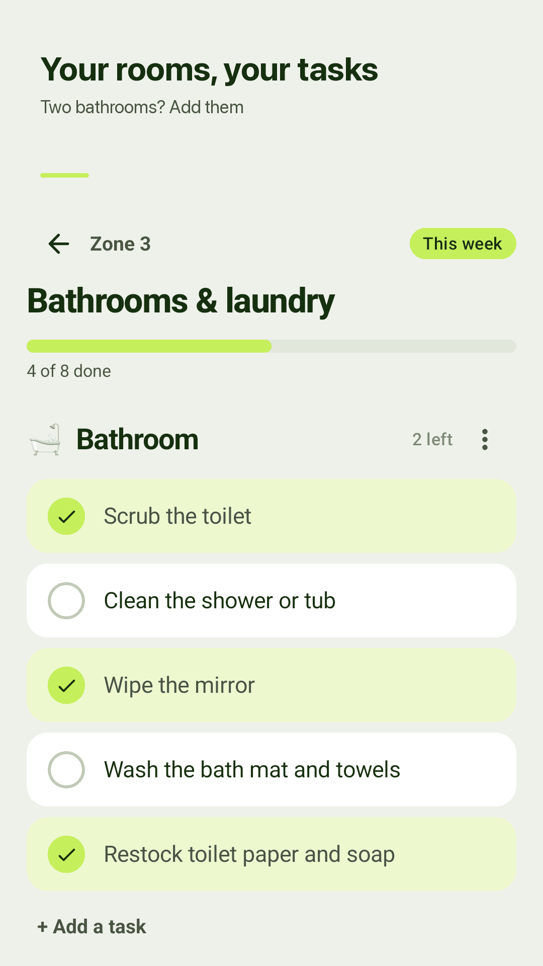 Your rooms, your tasks